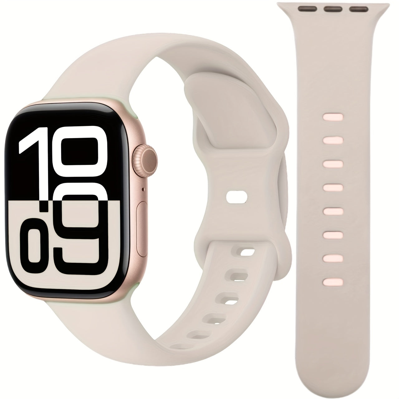 Christmas iWatch 10 1 Series Soft Strap Waterproof Breathable Light Beige