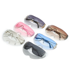 Frameless Y2K Sunglasses Sports Rhinestone Sunglasses