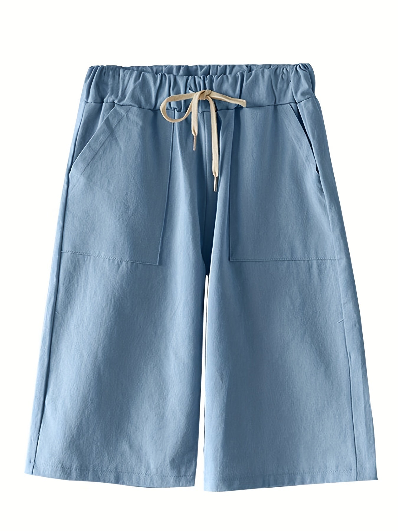 Dual Pocket Elastic Shorts High Waist Drawstring Shorts Women's Clothing