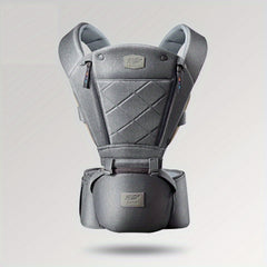 Adjustable Baby Carrier with Support Strap and Storage Grey