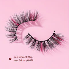 5 Pairs Colored Fluffy Crisscross Pink False Eyelashes