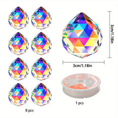 10pcs Clear AB Glass Crystal Ball Prism Pendant Sun Catcher Gardening Light