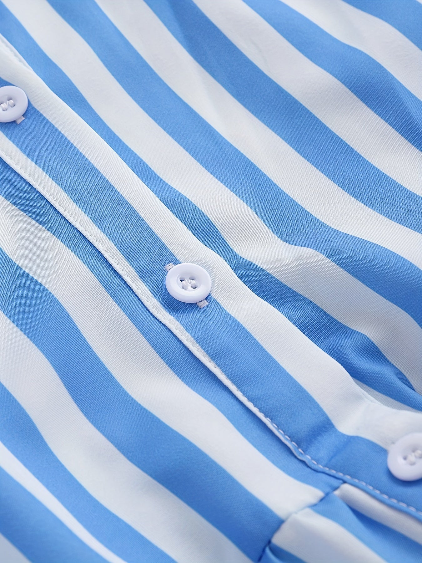 Stripe Print Button Up Smock Shirt Dress
