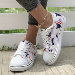 Women's Star Flag Canvas Sneakers Low Top Shoes for 4th of July