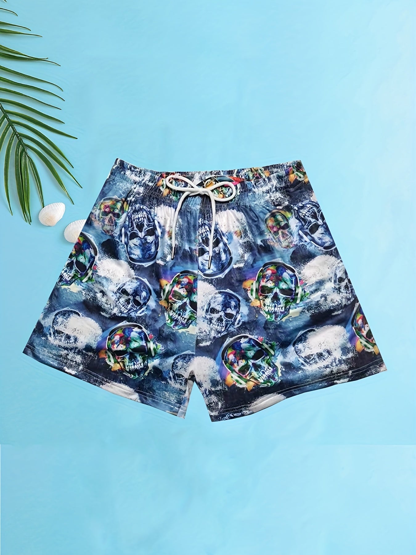 Skulls Print Men's Swim Trunks Quick Dry Swimwear Shorts