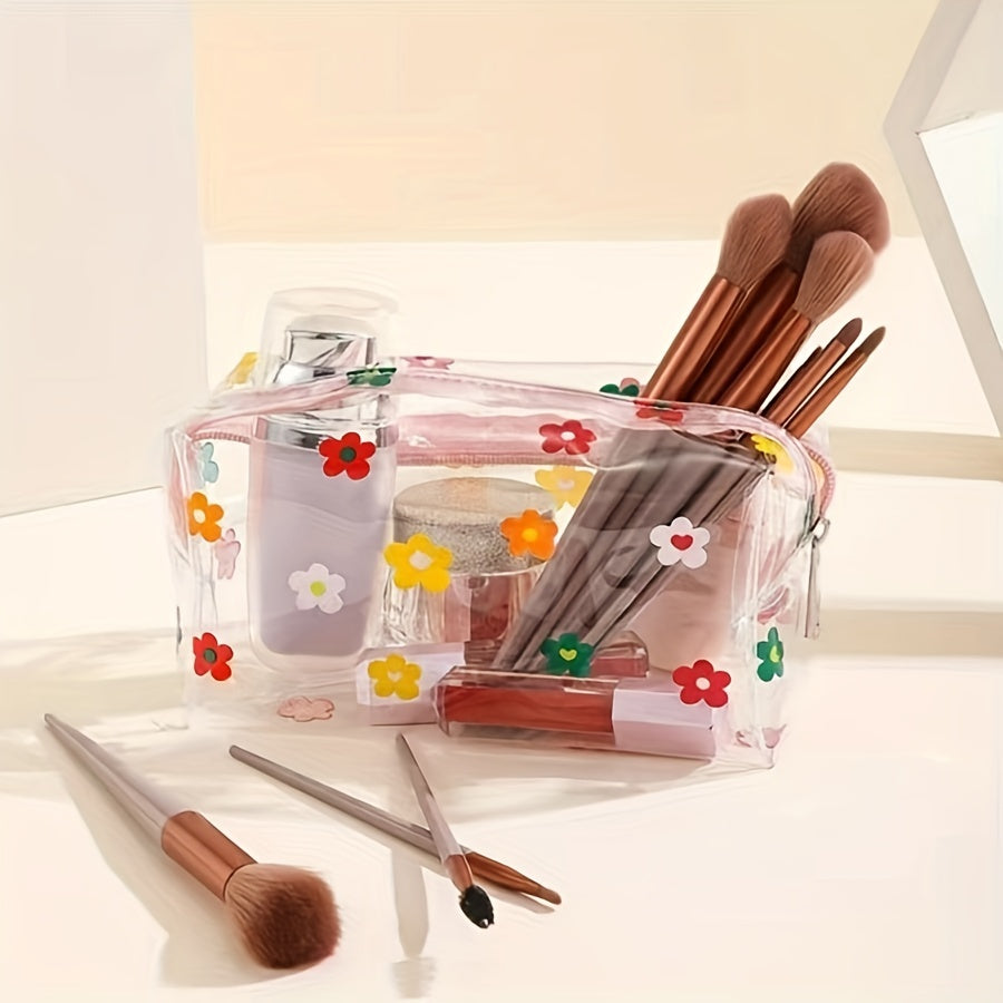 Floral Print Makeup Bag Zipper Waterproof Travel Toiletry Accessories Organizer