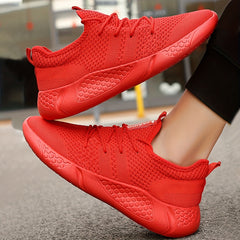 Men's Lace Up Knit Sneakers Breathable Outdoor Running Shoes