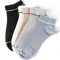 5 Pairs Ribbed Ankle Socks Soft Lightweight Low Cut Women's Stockings