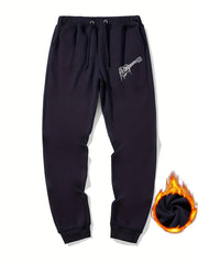 Men's Guitar Print Drawstring Fleece Sweatpants