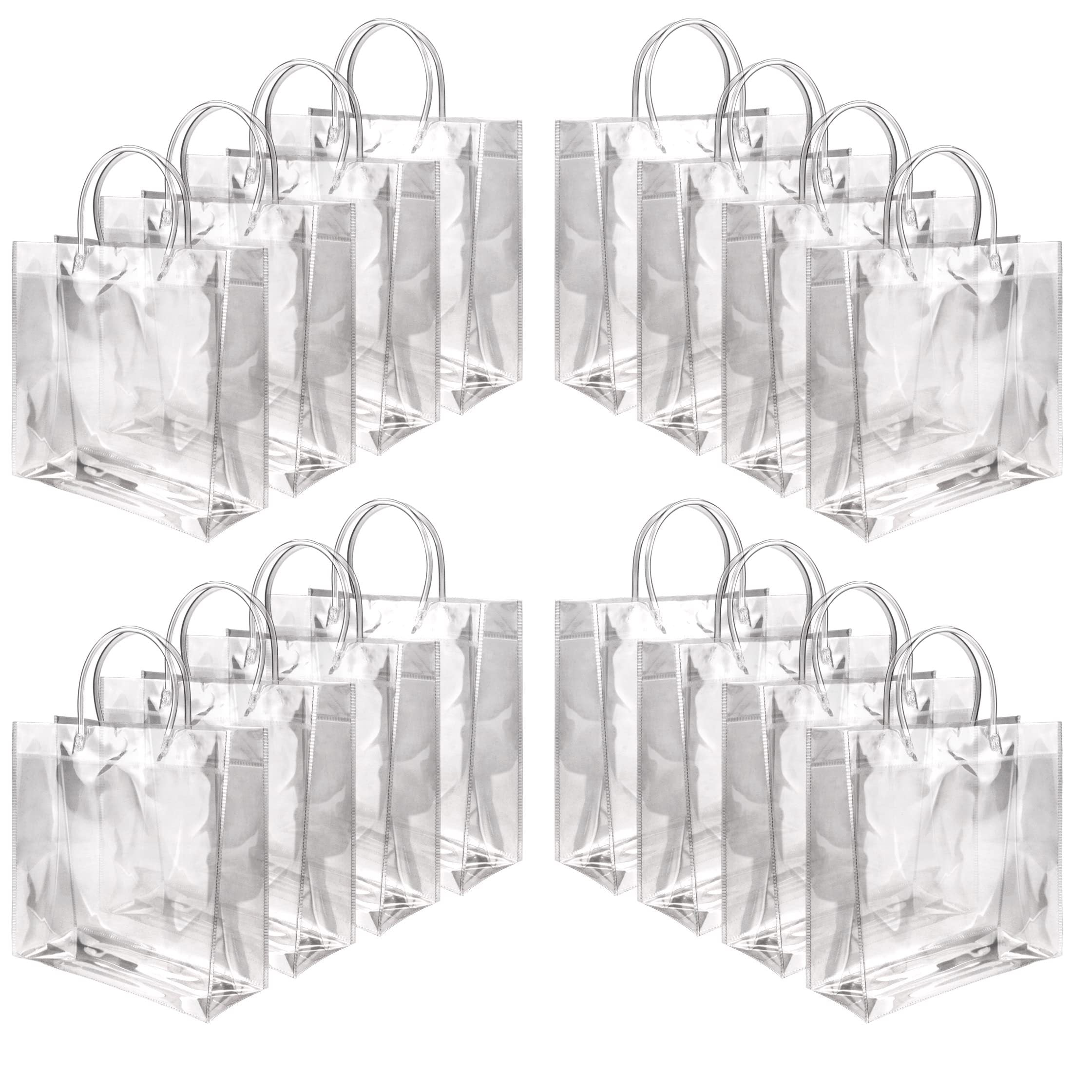 16pcs Clear Plastic Gift Bags Reusable Tote Bag