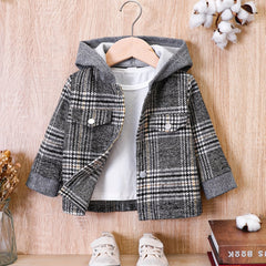 Baby Boys Tweed Plaid Hooded Jacket Top