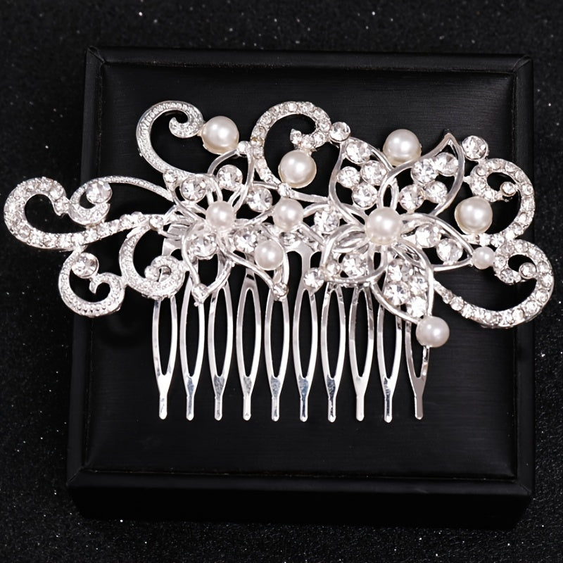 Crystal Faux Pearl Bridal Hair Comb Clip Rhinestone Hairpin Wedding Accessories