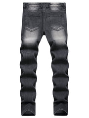 Men's Slim Fit Ripped Jeans Casual Street Style Denim Pants