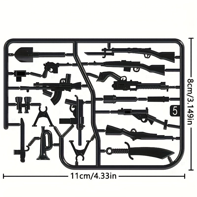 5pcs Military Weapon Accessories Storage System for Building Toys