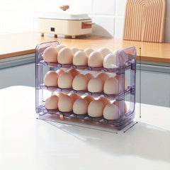 3 Tier Egg Container For Refrigerator Auto Flip Egg Organizer Egg Tray