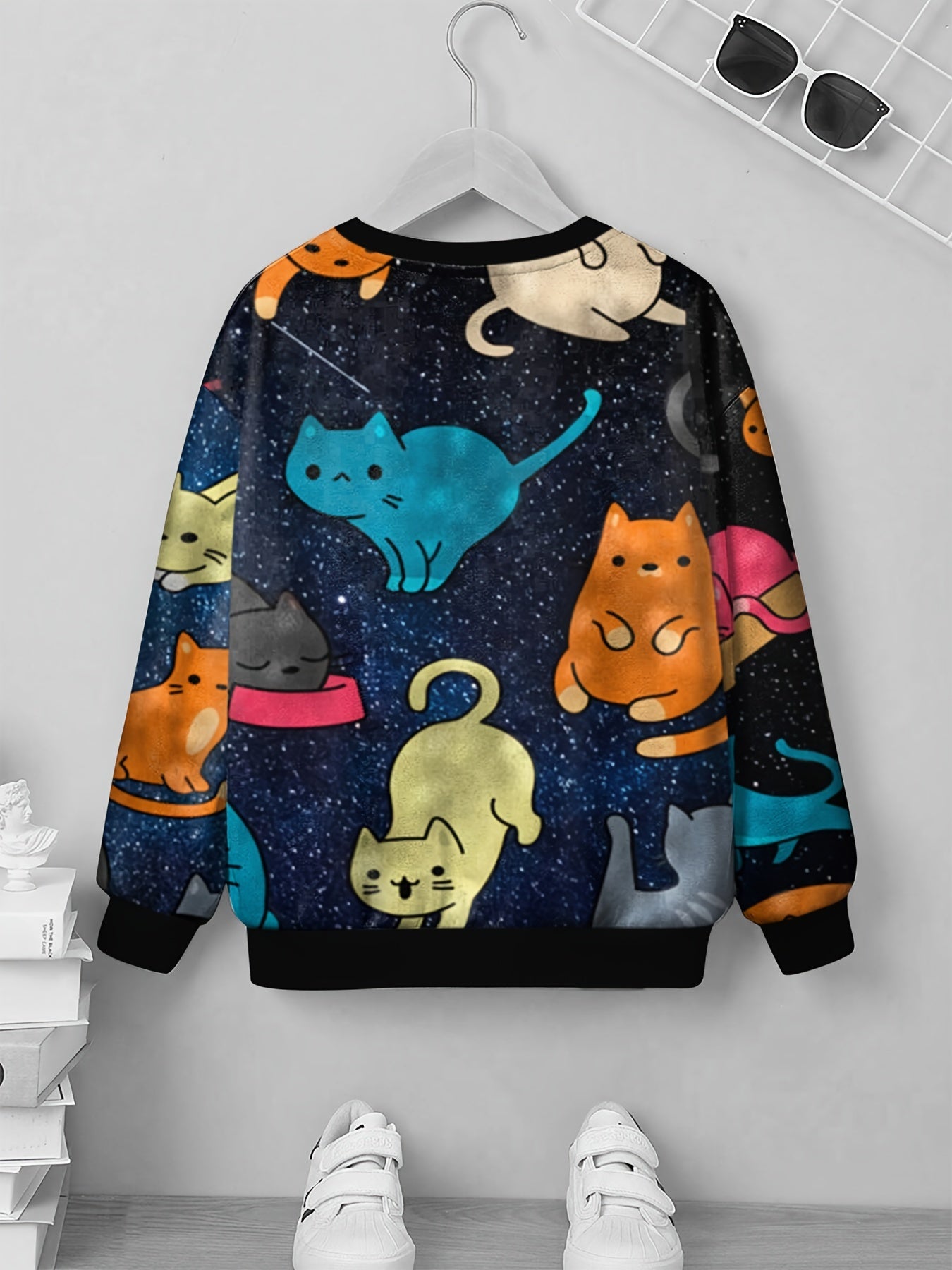 Kids Cat 3D Print Sweatshirt Boys Girls Hip Hop Street Sports Casual Tops