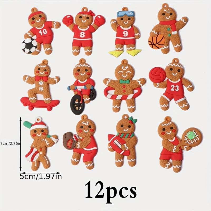 12pcs Sporty Gingerbread Man Ornament Christmas Tree Ornaments