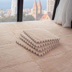 12pcs Plush Puzzle Foam Floor Mat for Bay Window Comfort