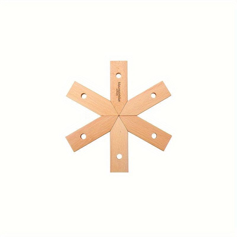 Snowflake Mat Anti scalding Pot Mat Outdoor Beech Wood Camping Picnic
