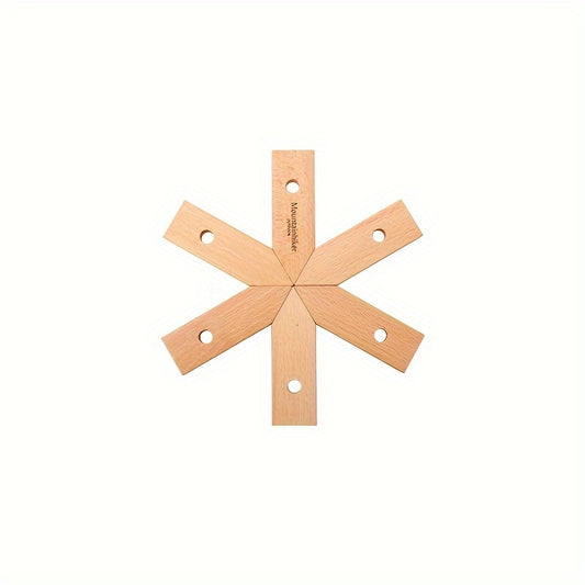 Snowflake Mat Anti scalding Pot Mat Outdoor Beech Wood Camping Picnic