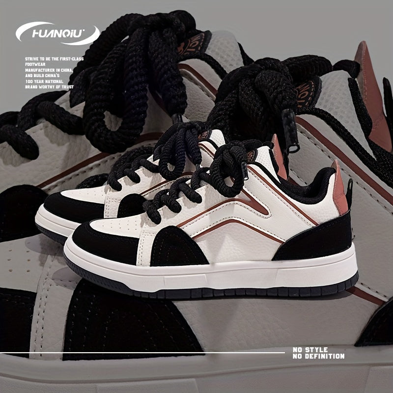 HUANQIU Women's Low Platform Sporty Skate Shoes Breathable Lace-up Sneakers