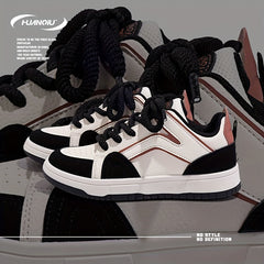 HUANQIU Women's Low Platform Sporty Skate Shoes Breathable Lace-up Sneakers