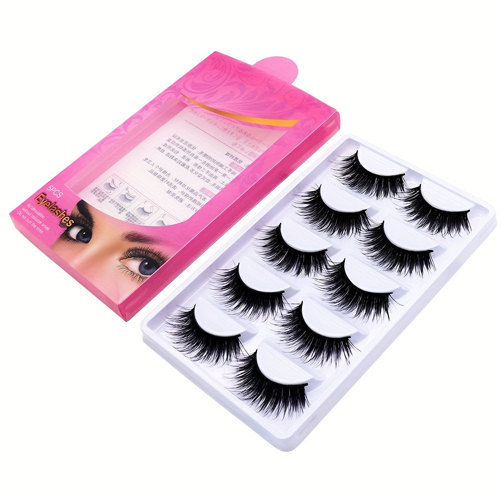 5 Pairs Double Layer Natural 3D Faux Mink False Eyelashes