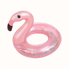 Inflatable Flamingo Pool Swimming Ring with Sequins