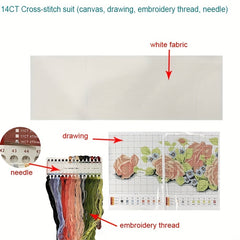 Cross Stitch Living Room Rose Flower Modern Painting Self Embroidery Kit