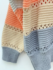 Colorblock V Neck Sweater Long Sleeve