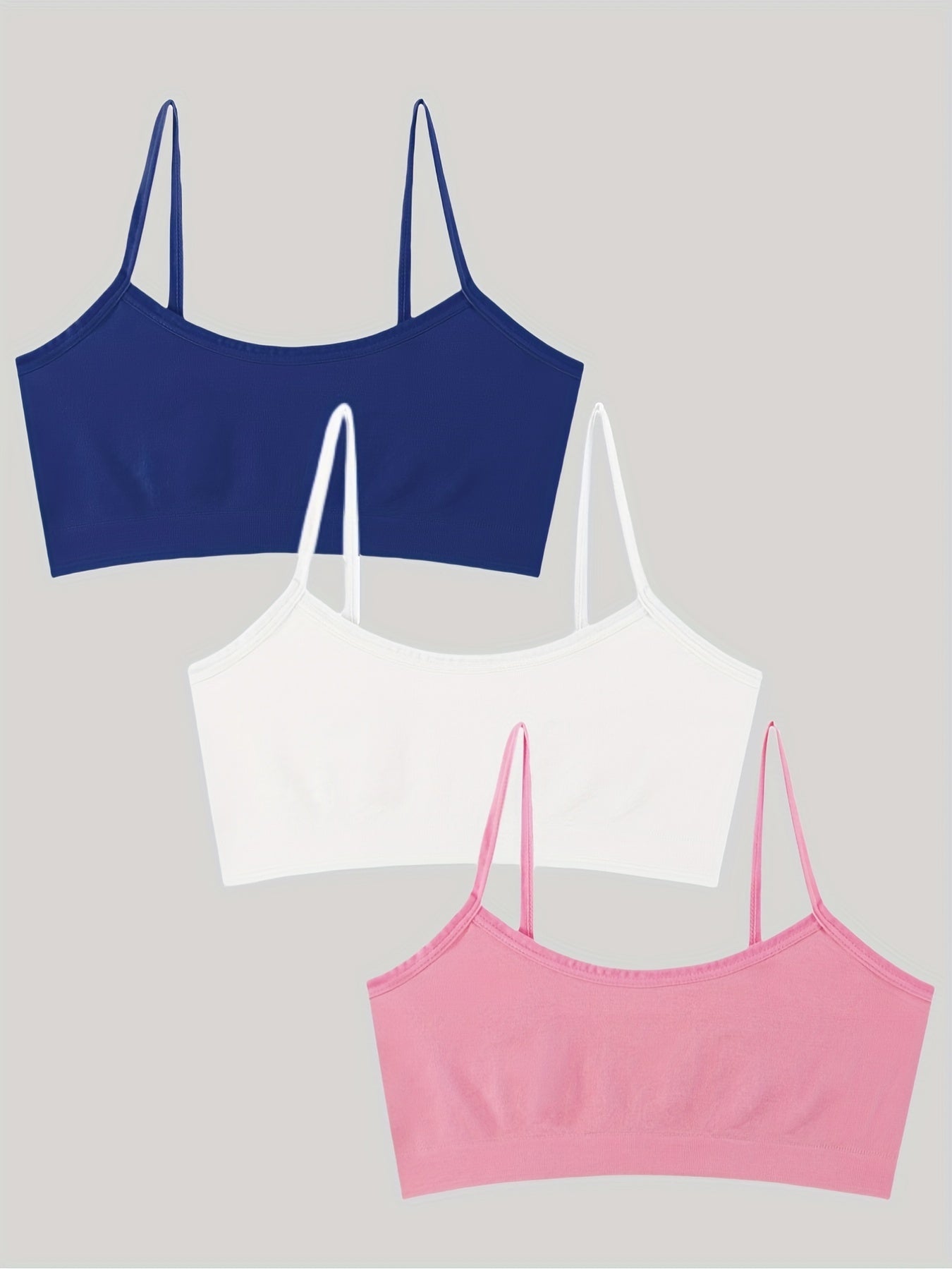 3pcs Girls Stripe Bras Soft Bralette Underwear