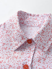 Graffiti Stripe Print Boys Lapel Shirt Summer Casual Top