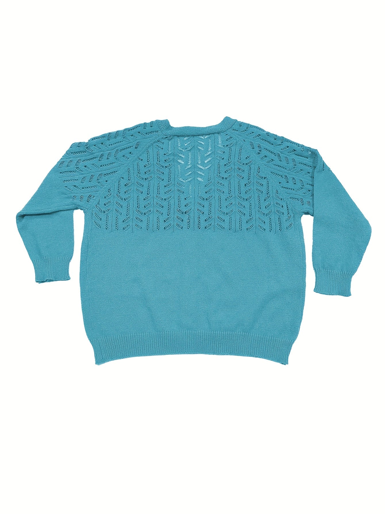 Solid Eyelet Embroidered Button Up Long Sleeve Cardigan