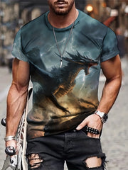 Men's Dragon Graphic T-shirt Active Stretch 3D Print Tee
