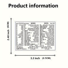 5PCS Laptop Reference Keyboard and Excel Shortcut Label Sticker