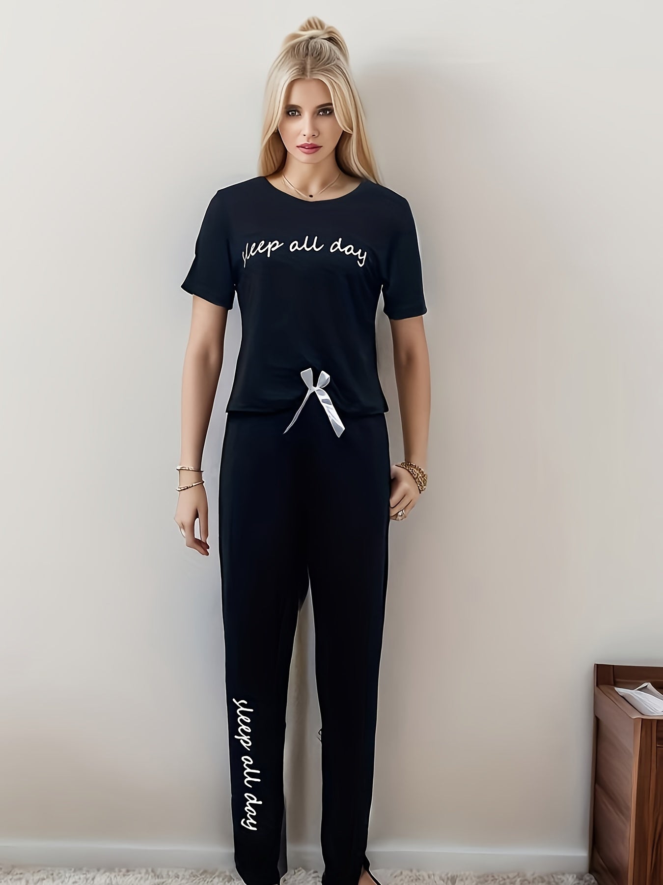 Letter Print Lounge Set Women's Loungewear