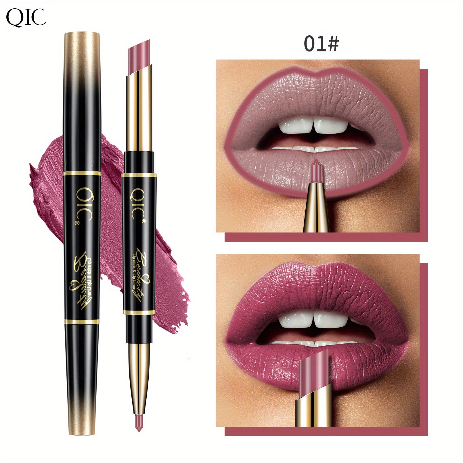 Waterproof Double Ended Lipstick and Lip Liner Pencil Matte Finish