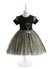 Sequin Moon And Stars Tutu Princess Dress With Bow