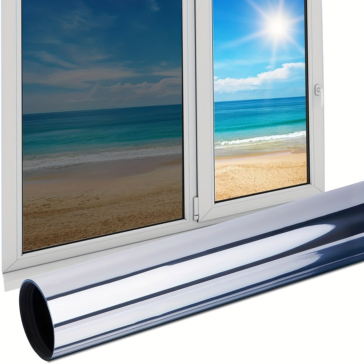 Privacy Window Film Silvery Mirror Glass Self Adhesive Matte Bathroom