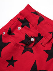 Y2K Style Star Pattern Slim Fit Jeans Men's Casual Stretch Denim Pants