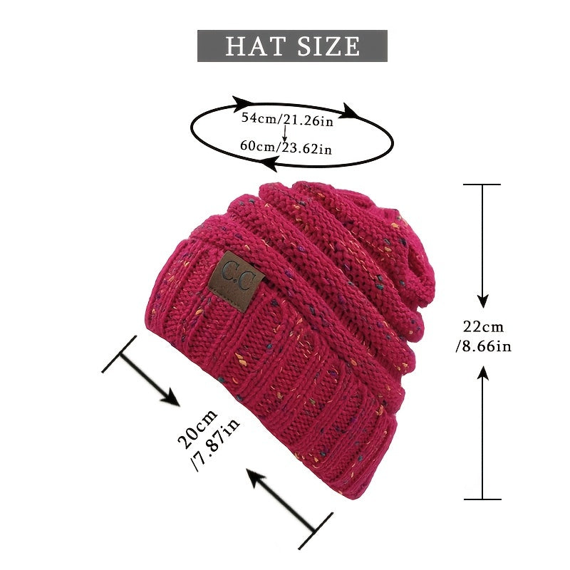 Women Knit Beanie Hat For Winter, Fleece Lined