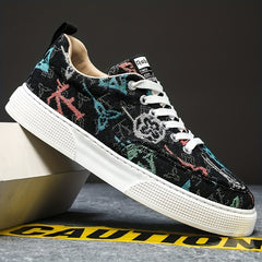 Men's Graphic Low Top Lace up Sneakers Athletic Shoes