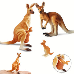 Wild Animal Toy Set Kangaroo Family Zoo Cognitive Desktop Ornaments