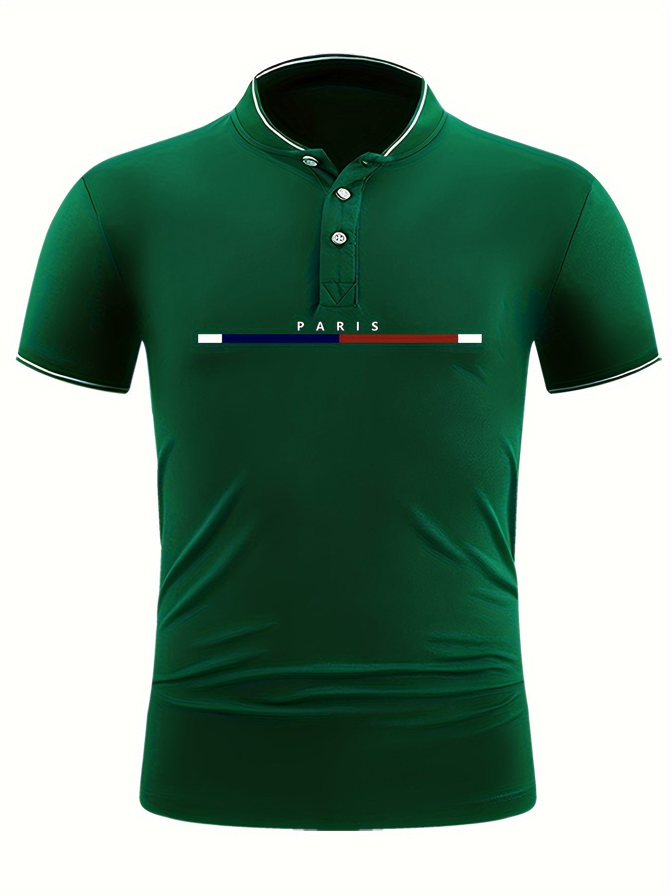 Men's Casual Shirt Top Stand Collar Short Sleeve Closure