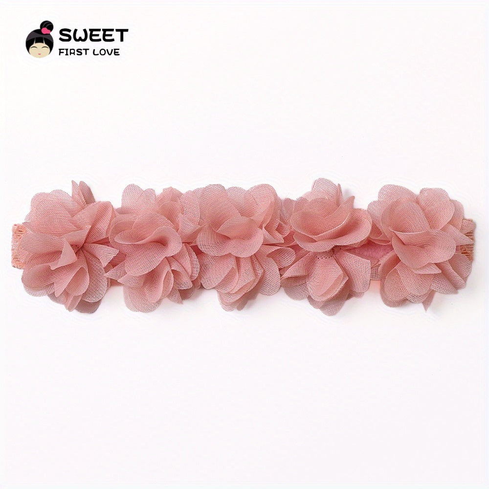 Soft Chiffon Flower Elastic Headband for Baby Girls