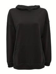 Kangaroo Pocket Hoodie Casual Long Sleeve Sweatshirt Women's Clothing