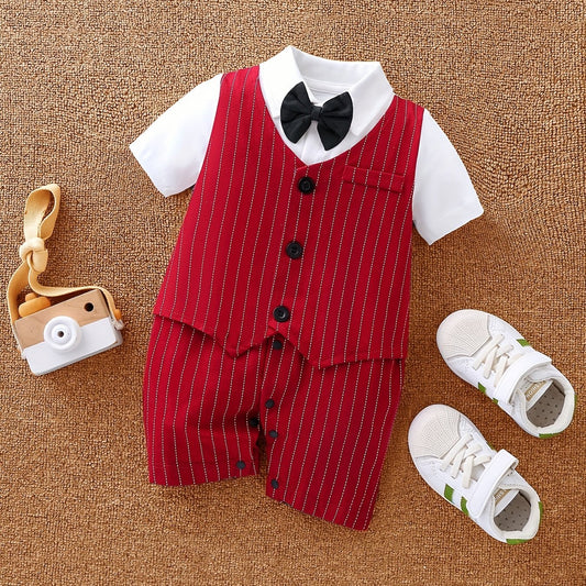 Striped Gentleman Baby Boys Jumpsuit Party Dress