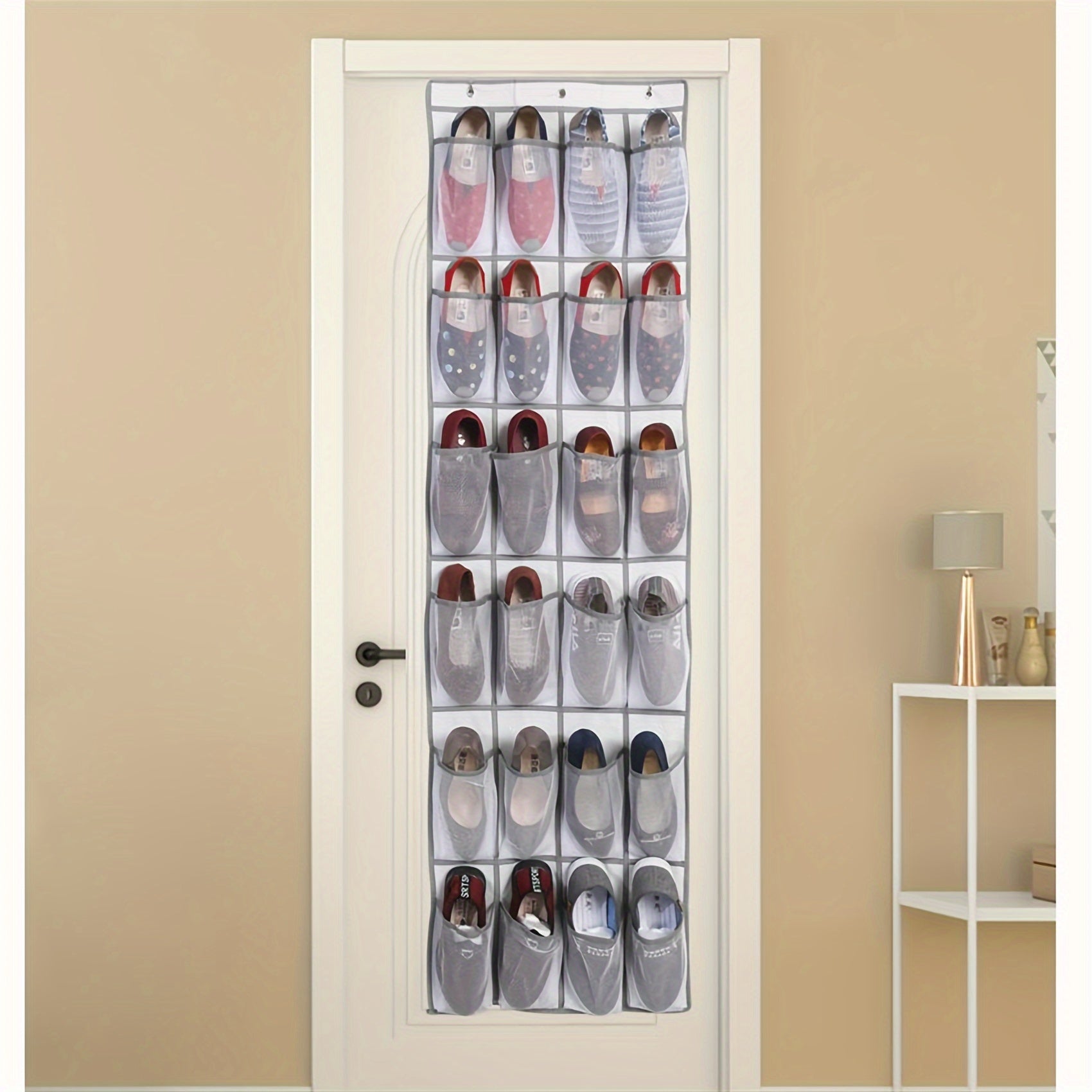 Shoe Hanging Bag Over The Door Shoe Storage Rack With 24 Grids