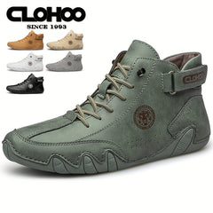 Men's PU Leather Lace-up Sneakers Short Boots