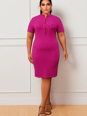 Y2K Mock Neck Ribbed Dress Slim Fit